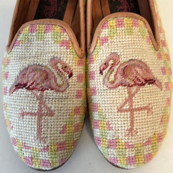 By Paige: The original needlepoint slipper for ladies pink flamingo size… - Picture 8 of 10